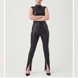 NWT SPANX Leather-Like Front Slit Legging